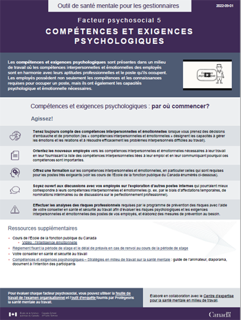 Facteur psychosocial 5 - Compétences et exigences psychologiques